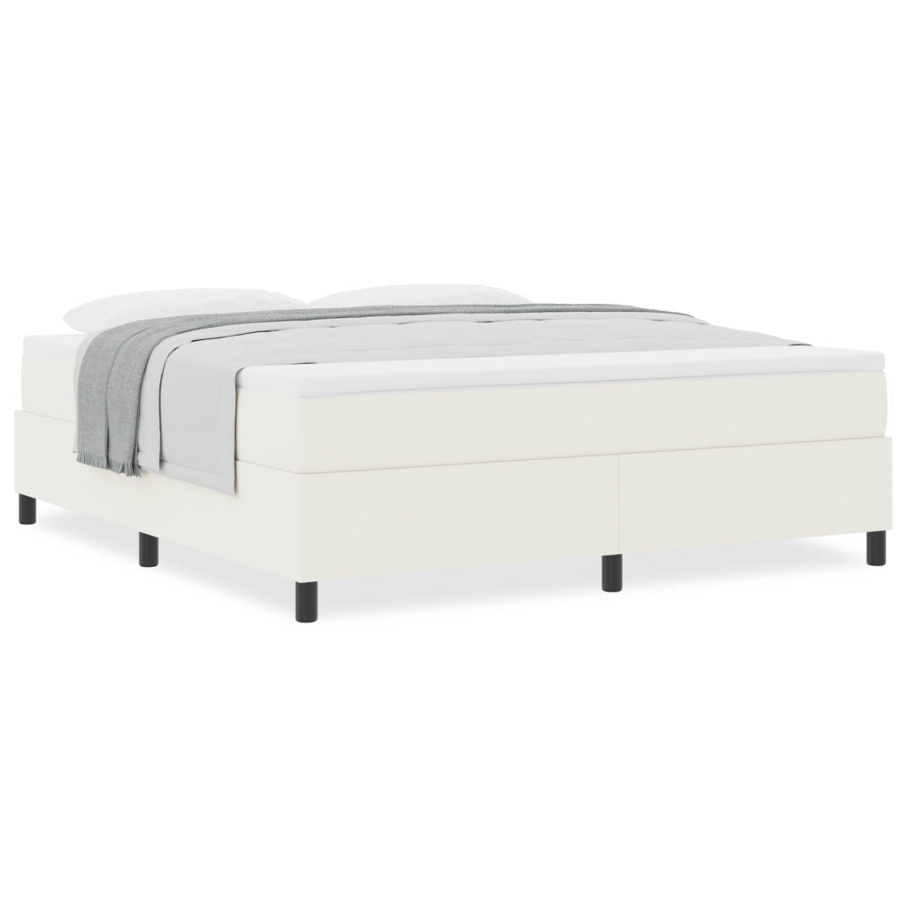 Letto con Rete a Molle con Materasso Crema Super King Tessuto in Corduroy