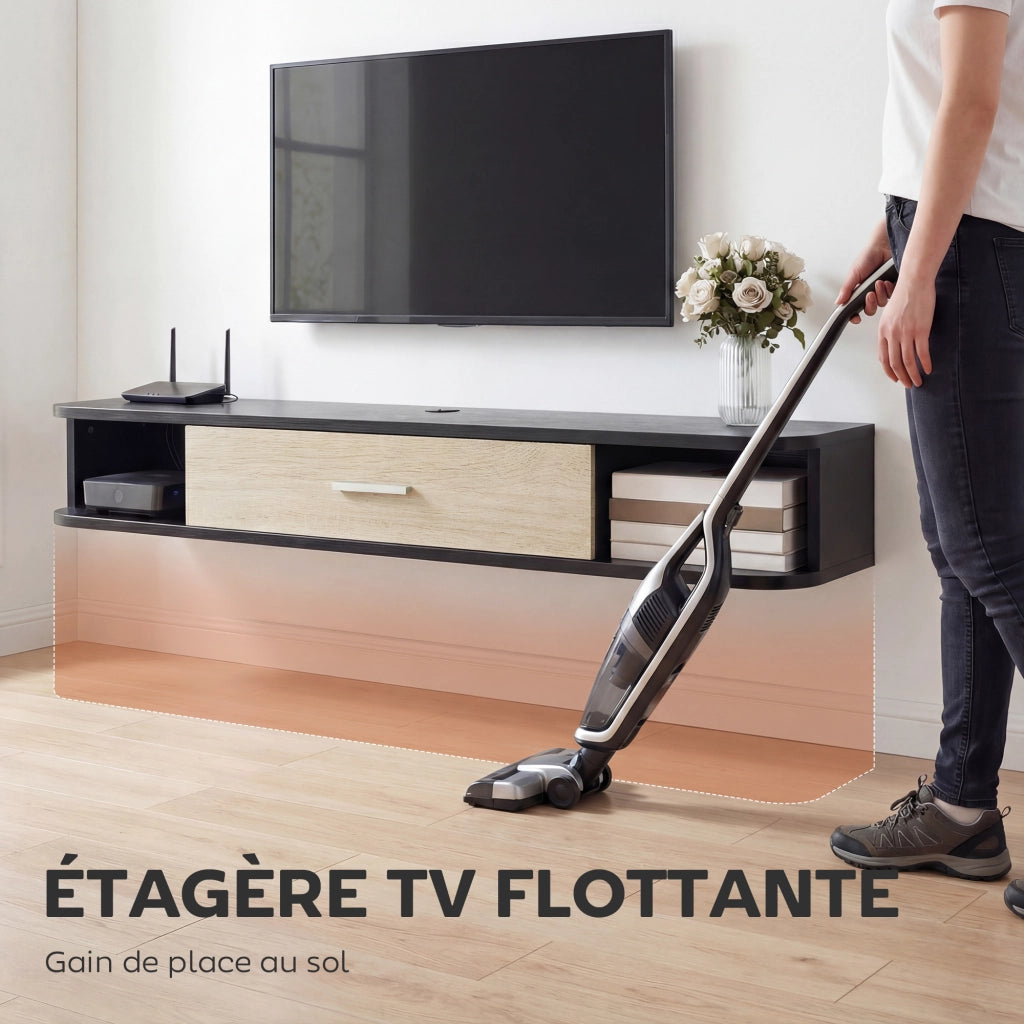 Mobile TV Parete 120 cm ¨C zephmum ¨C Nero, Legno, 120x30x?