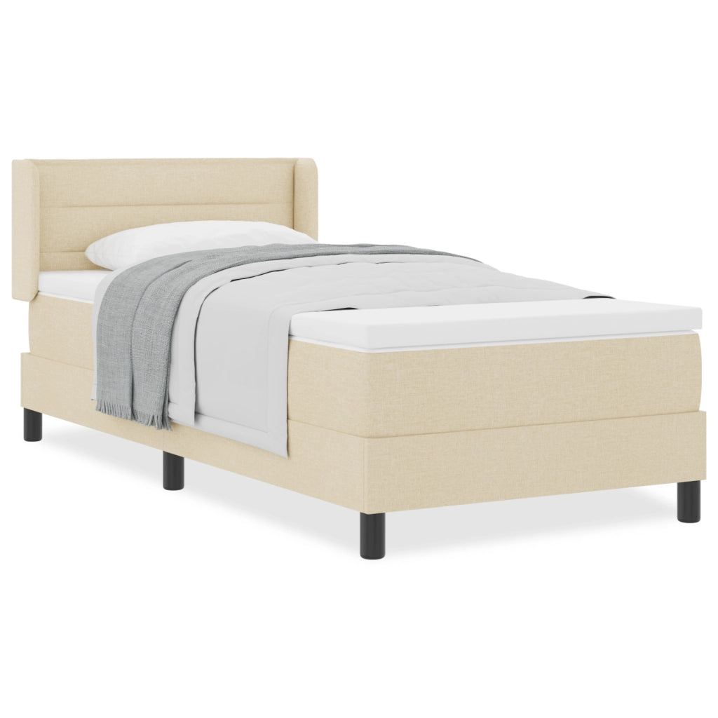 Letto Box Spring  con Materasso Panna 100x200 cm Tessuto