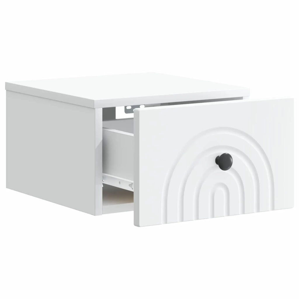 Mobiletto da notte a muro con cassetto Bianco 33 x 34,5 x 20 cm 898085