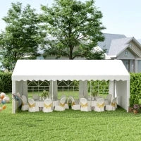 Tendone per Feste 6x4m con Pareti Rimovibili, Porte e 6 Finestre, Bianco