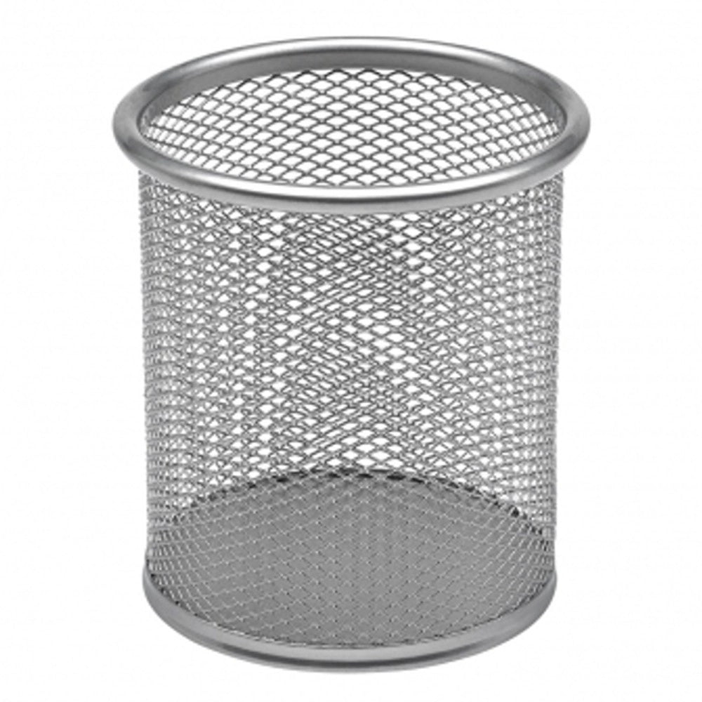 Trade Shop - Portapenne Tondo Da Scrivania Metallo Rete 8.5x10 Porta Penne Ufficio Scrivania -