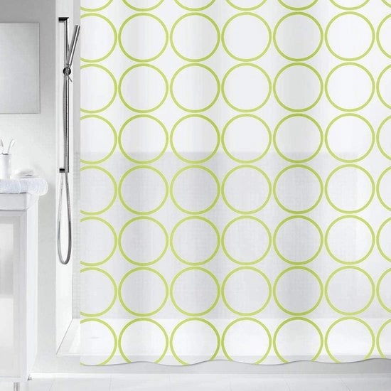 Douchegordijn Antischimmel e Antibatterico in PEVA 180x200cm Bianco Verde - "Ando