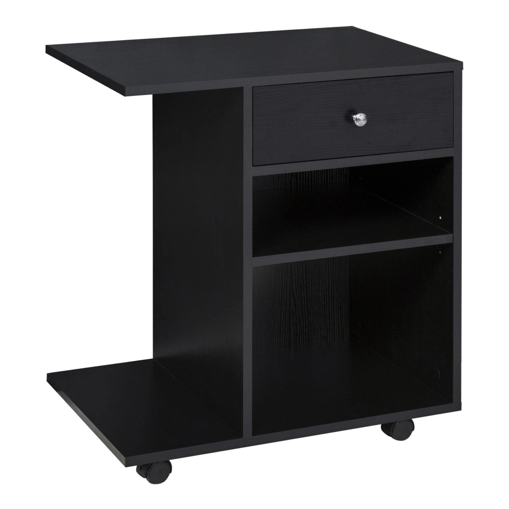 Mobile Porta Stampante 1 Cassetto 2 Ripiani 60x40x68,5 cm in Legno  Nero