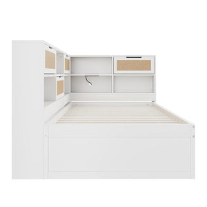Divano letto legno - Xylo - 90x200 cm gigogne USB bianco