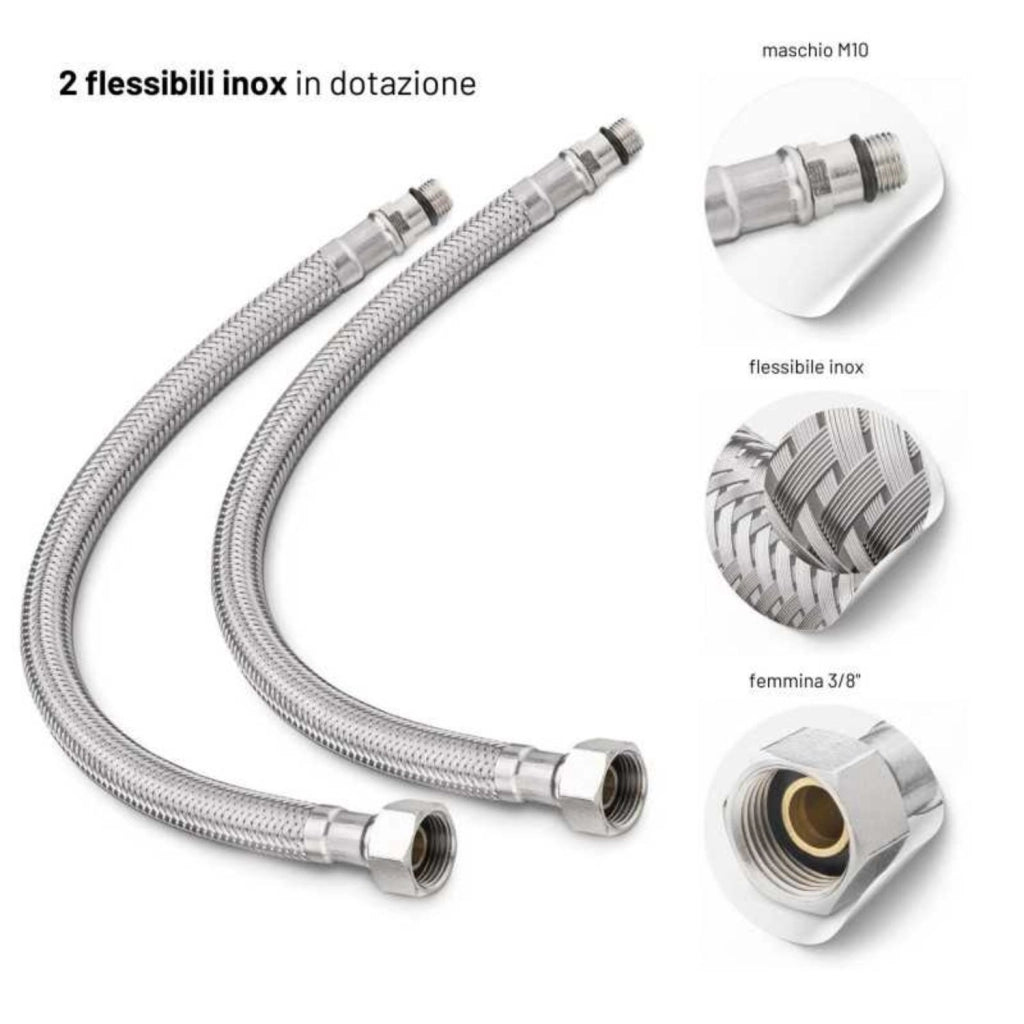 Miscelatore monoforo ottone per lavello cucina amsterdam erogazione orientabile *** finitura- cromo lucido, confezione 1