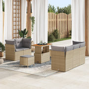 Set Divano Giardino 8 Pezzi con Cuscini Beige Polyrattan Acacia