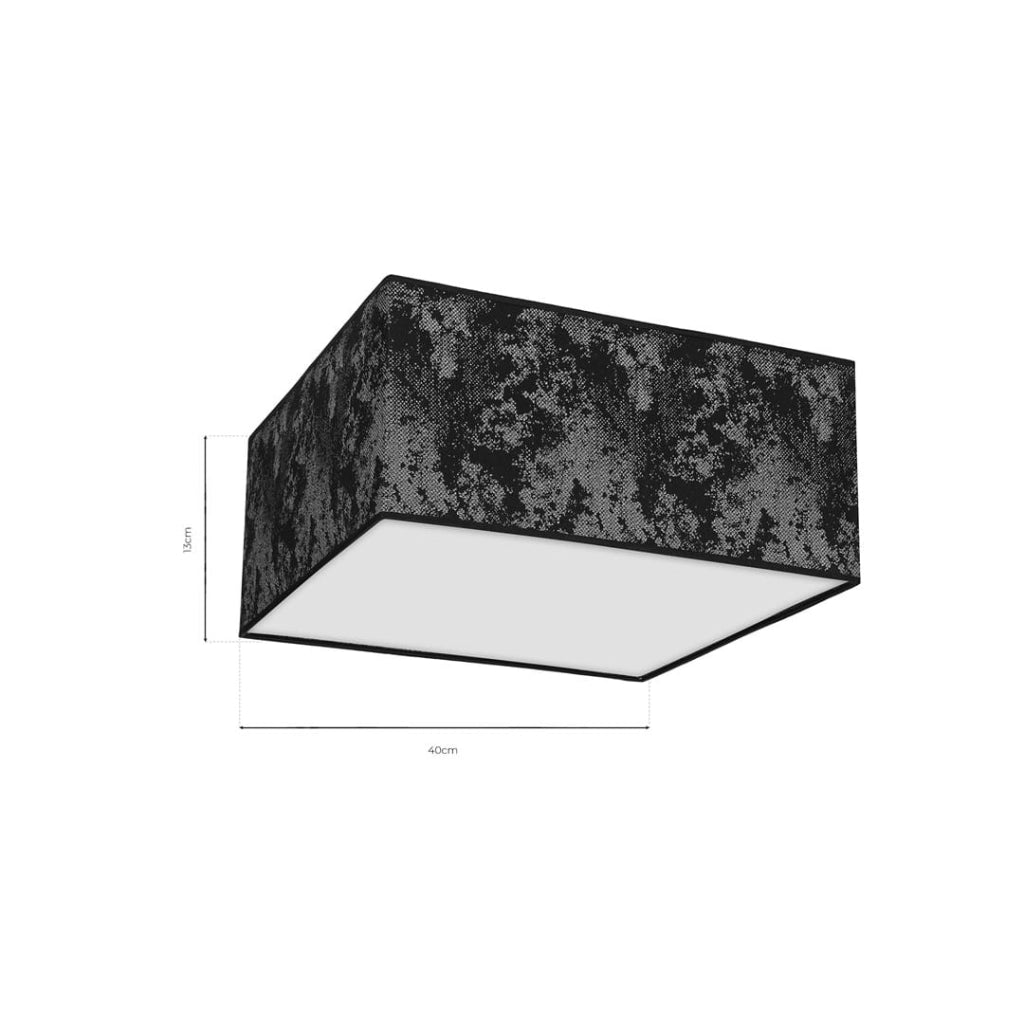 Plafoniera quadrata Satino 40cm nera 2xE27 Milagro