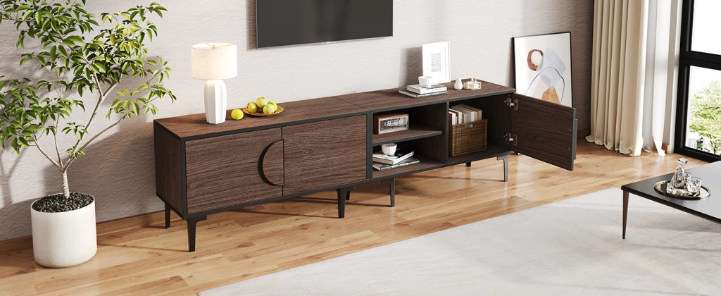 Lowboard TV 180 cm colore noce scuro in truciolare