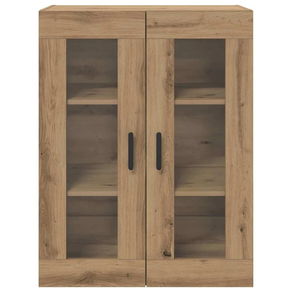 Set di 2 pensili con ante in vetro per un contenimento efficiente 69,5 x 34 x 90 cm finitura rovere ingegnerizzato 02_0056068