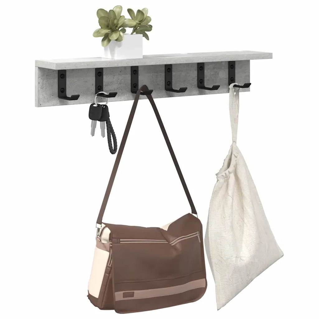 Appendiabiti a muro Grigio cemento 60 x 10,5 x 10,5 cm 874358