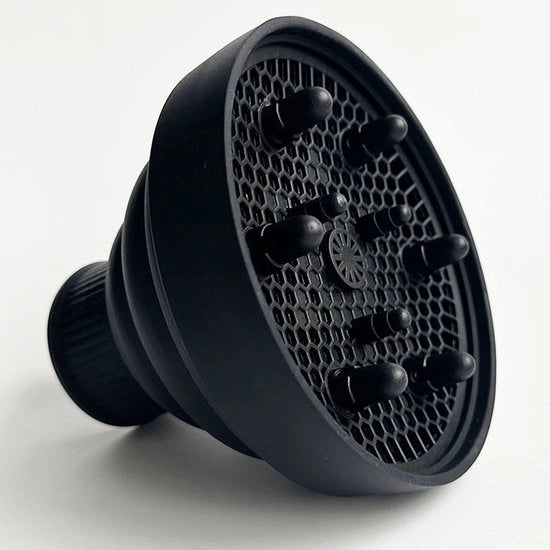 Diffusore - Impostazione universale per asciugacapelli - Spazzola in silicone universale - Spazzola a ciocche - Copertura in silicone per aria - Cappuccio per asciugacapelli - Nero, 1 pz.