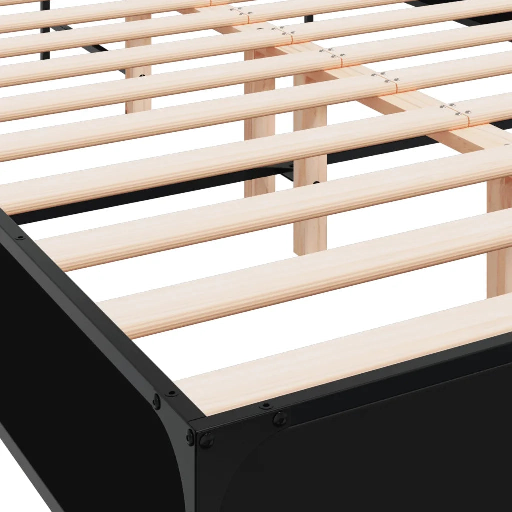 Giroletto Nero 135x190 cm in Legno Multistrato e Metallo