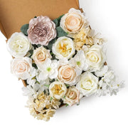 Combinazione di Fiori Artificiali per Box Set DIY di Arrangiamenti di Fiori per Matrimonio, Doccia di Nozze, Festa, Decorazioni per la Casa (Ivorino Finto Fiore di Rosa)