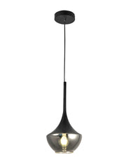 Lampada a Sospensione Apollo in Metallo e Vetro Soffiato Nero - Design Moderno E27, Struttura Regolabile 2000mm, Ideale per Illuminazione Interni