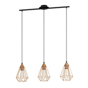 Lampadario A Sospensione Vintage Tarbes Acciaio Nero Rame 3 Luci E27