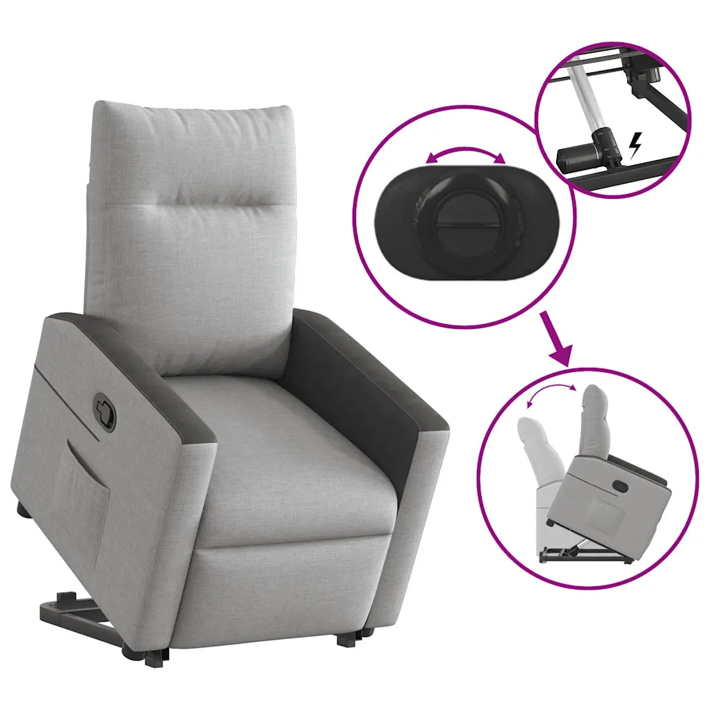 Poltrona Alzapersona Reclinabile Grigio Nuvola in Tessuto 3324051