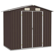 Casetta da giardino cabina ripostiglio casetta da esterno robusta casetta per attrezzi 205 x 129 x 183 cm acciaio zincato marrone 02_0022280