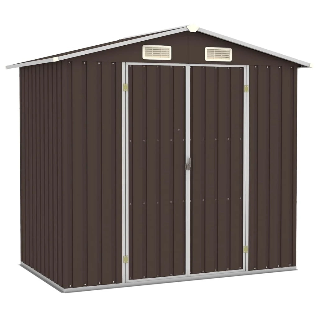 Casetta da giardino cabina ripostiglio casetta da esterno robusta casetta per attrezzi 205 x 129 x 183 cm acciaio zincato marrone 02_0022280