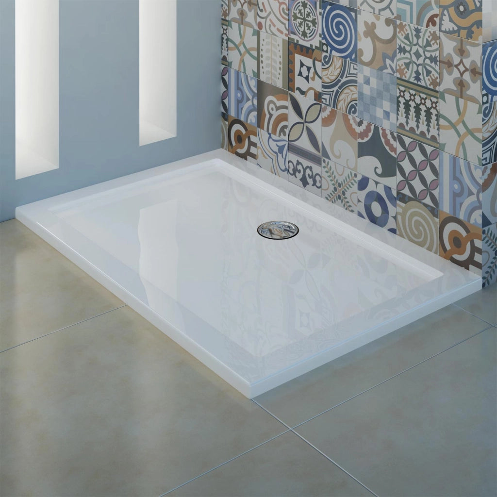 Piatto Doccia Slim 90x120x4 cm Rettangolare Acrilico Bordato Bianco Lucido mod. Flower
