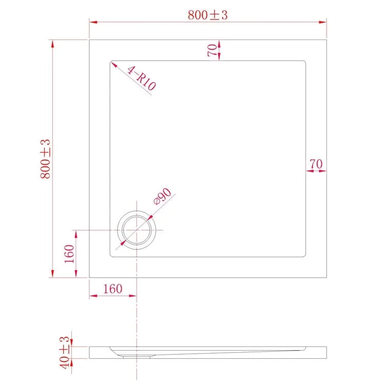 Piatto Doccia Slim 80x80x4 cm Quadrato Acrilico Bordato Bianco Effetto Pietra mod. Flower