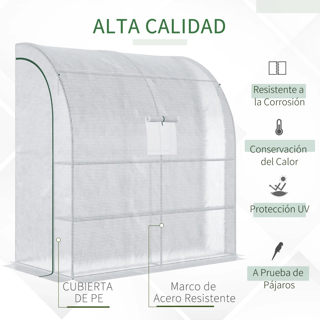 Serra da Giardino con 3 Ripiani e Finestre ¨C Zephmum ¨C 200x100x215 cm Bianco