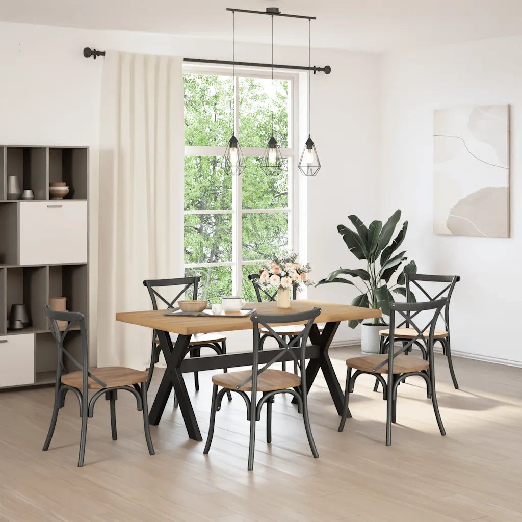vidaXL Tavolo Pranzo NOAIN Gambe a Forma X 160x90x75 cm Legno Massello
