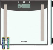 Peso Premium Analizzatore in Vetro Bilancia - 180 KG Massima Capacità - Corpo Grassa/Acqua IMC - Modalità Atleta - 8 Memoria Utente - Pedane in Tappeto - Argento