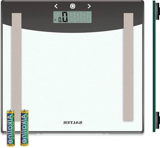 Peso Premium Analizzatore in Vetro Bilancia - 180 KG Massima Capacità - Corpo Grassa/Acqua IMC - Modalità Atleta - 8 Memoria Utente - Pedane in Tappeto - Argento