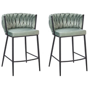 Set di due sedie da bar curve con base in metallo nero in velluto verde con schienale alto sedia a sbalzo da soggiorno