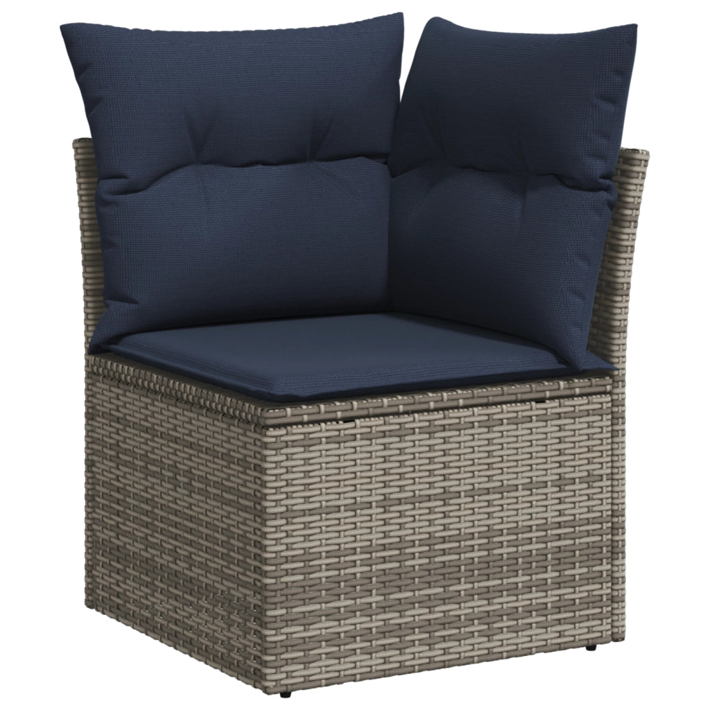 Divano Angolare da Giardino con Cuscini Grigio in Polyrattan 366148