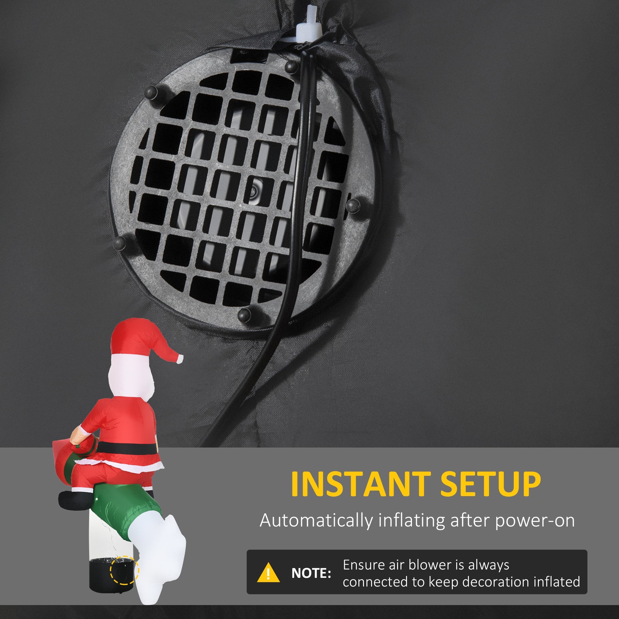 Babbo Natale Gonfiabile 154x76x183 cm con Missile e Luci LED