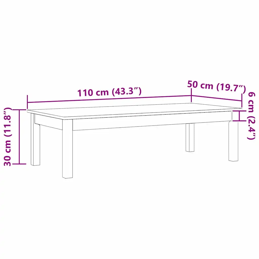 Tavolino da salotto Max Marrone 110 x 50 x 30 cm Pino massello 869916