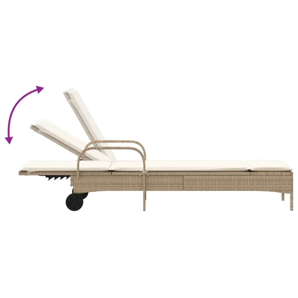 vidaXL Lettini Prendisole 2 pz con Cuscini Beige in Polyrattan