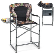 Sedia da caccia pieghevole con tavolino laterale poggiapiedi rimovibile, Sedia da regista portata 150kg 62x56x110cm-Tavoli e sedie da campeggio