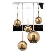 SOSP. CROMO RETTANGOLARE 5 LUCI VETRI (1 GRANDE+1 MEDIO+3 PICCOLO) TUTTI ORO 1155CR-S5 RMIX-OR