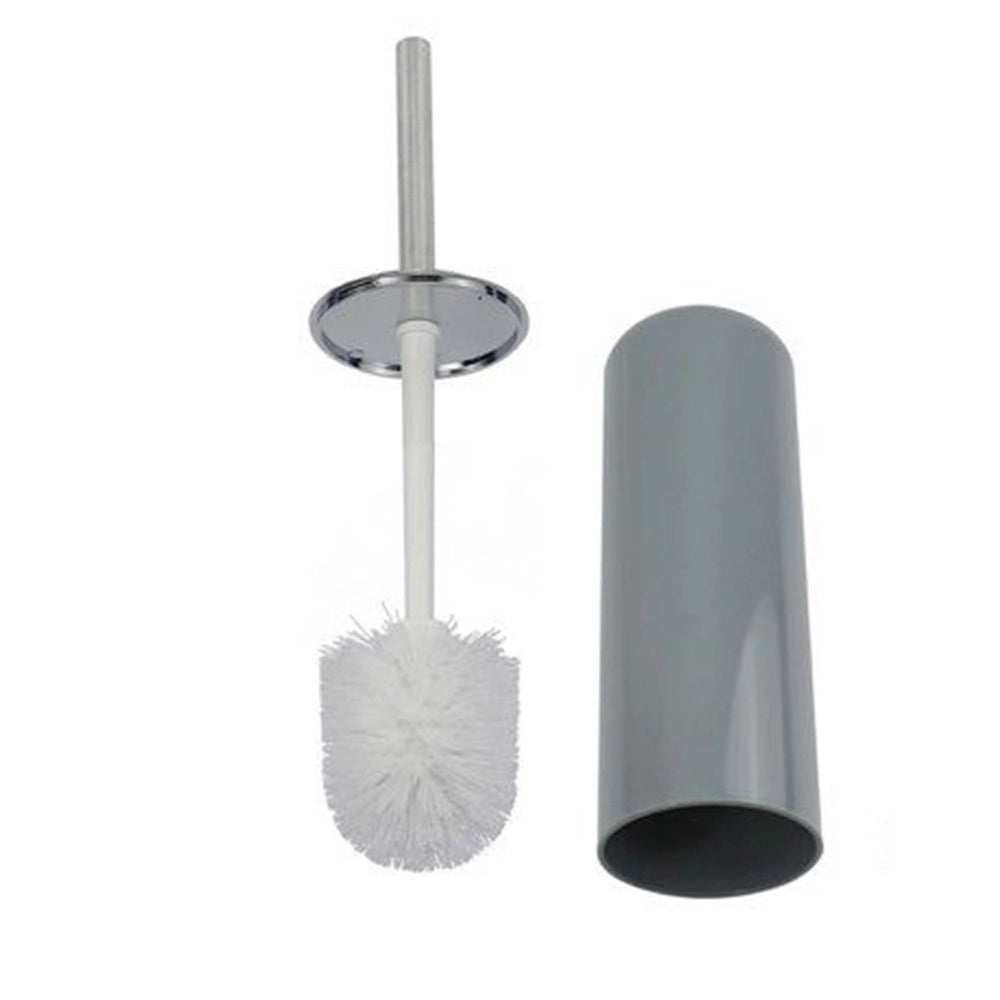 Trade Shop - Portascopino Porta Scopino Con Scopettino Wc Bagno Water Grigio Silver 69483 -