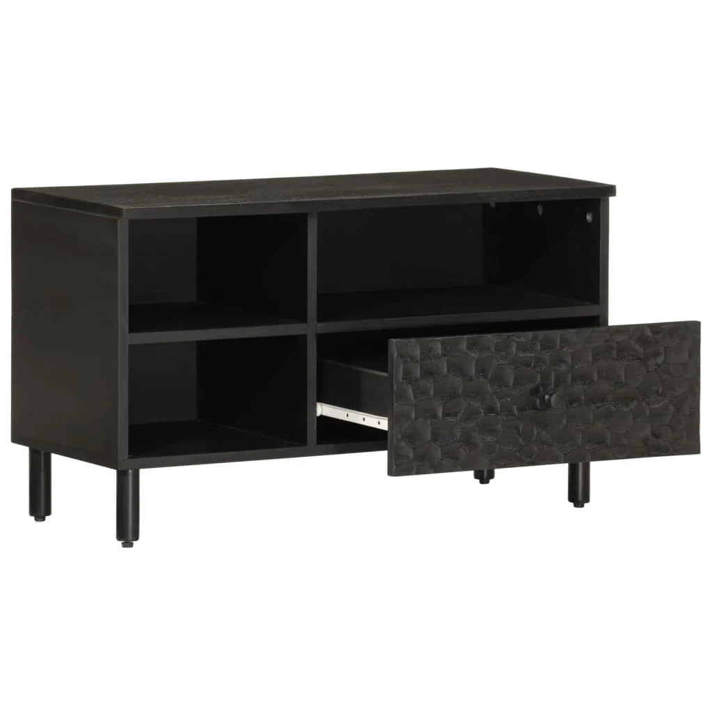 Mobile TV multimediale mensola TV credenza TV sala da pranzo soggiorno camera da letto 80 x 33 x 46 cm legno massello di mango nero 02_0026250