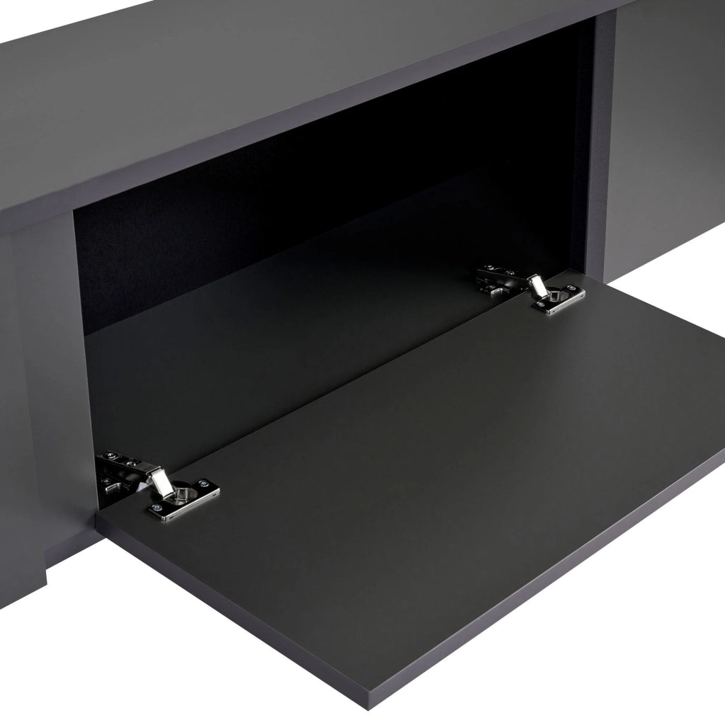 Porta TV in legno "Onera" - 180 x 30 x 50 cm - Antracite / Nero