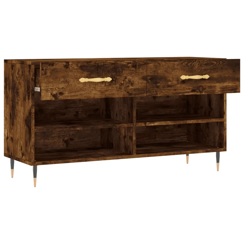 Panca Porta Scarpe-Sgabello-Panca Scarpiera Rovere Fumo 102x35x55 cm Legno Multistrato 581308
