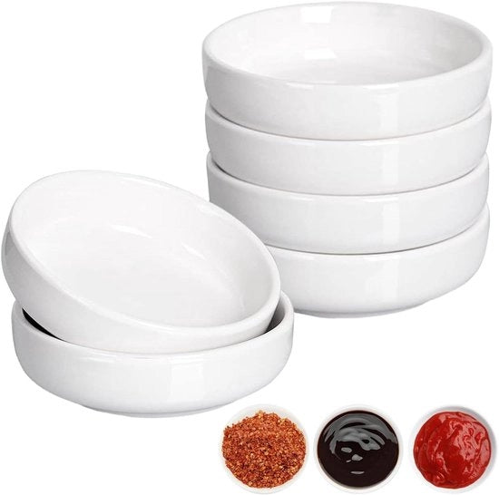 Set di Piatti per Insalata Mini 9cm - Piatti per Insalate e Antipasti per Primi Piatti - Piatti per Insalata e Condimento per Sushi e BBQ (bianco) - Piatti in Ceramica a Forma di Fagiolo di Soia
