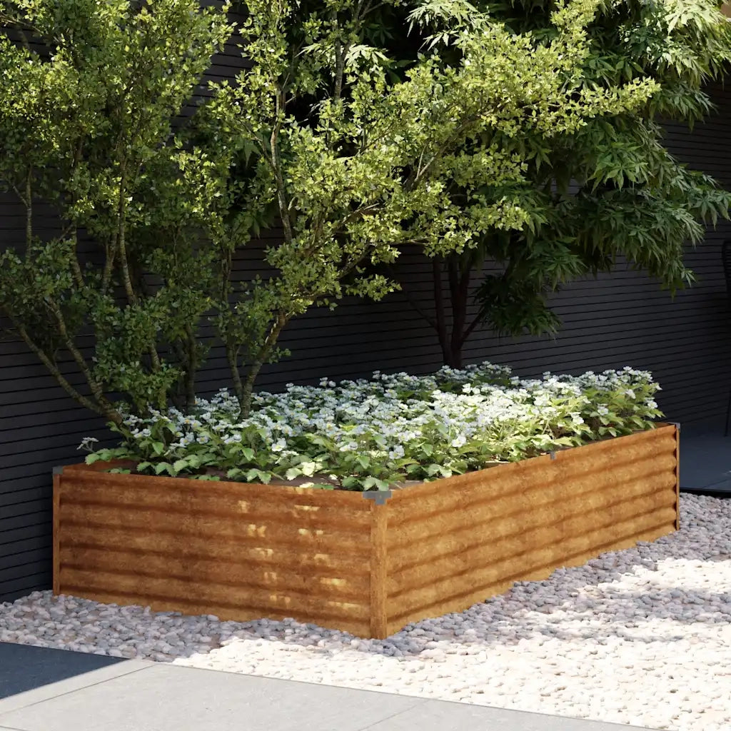Fioriera Rialzata da Giardino 195x100x36 cm in Acciaio Cortencod mxl 130179