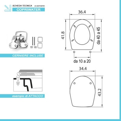 Copriwater Colibri 2 Bianco Pozzi Ginori in legno rivestito con cerniere