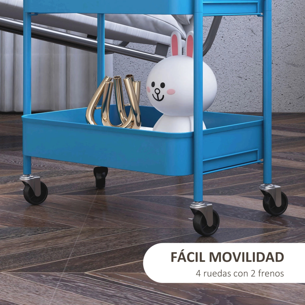 Carrello con 3 Cestini ¨C Zephmum ¨C Acciaio Grigio 45x30.6x79 cm