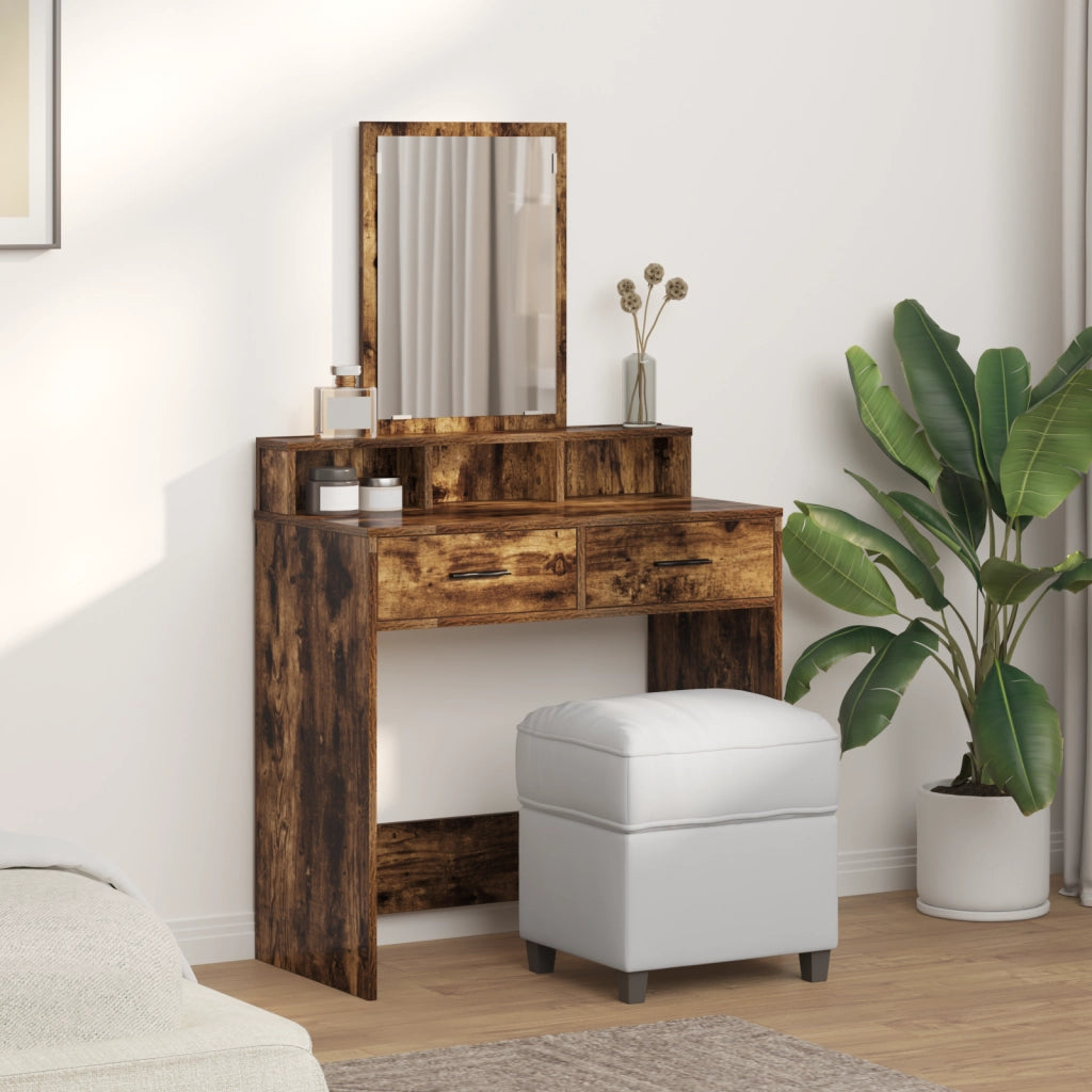 Toeletta  con cassetti in rovere affumicato 79x41x140 cm