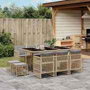 Set Pranzo da Giardino 11 pz con Cuscini Beige Misto Polyrattan 3210972