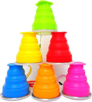 6 bekers opvougbili, bekers di silicone con coperchio, becher ripiegabili, becher di silicone con coperchio, becher per outdoor, becher di silicone con coperchio, becher per picnic, campeggio, viaggio, arrampicata, escursione (6 colori)