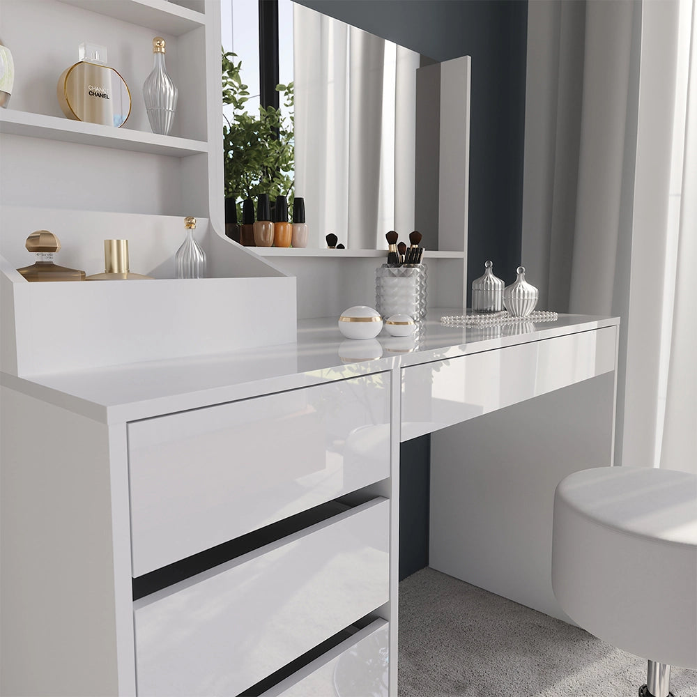 Vicco Tavolo da toeletta Bianco/bianco lucido 119.8 cm 4 parti