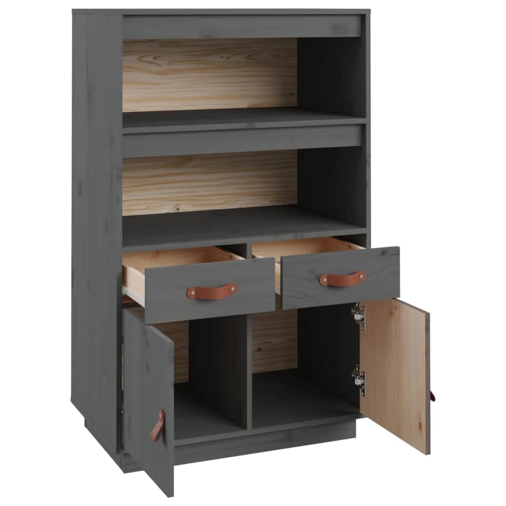 Buffet credenza cassettiera armadio mobile contenitore organizer cucina soggiorno salotto alto 67 x 40 x 108,5 cm legno di pino massiccio grigio 02_0034229