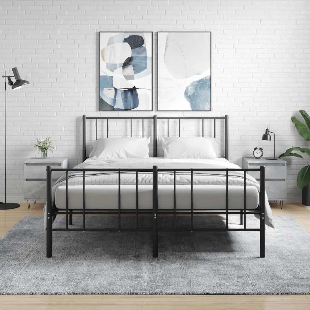 Set di 2 Comodini | Armadio da Notte | Mobiletto da notte Grigio Cemento 40x35x50 cm in Legno Multistrato